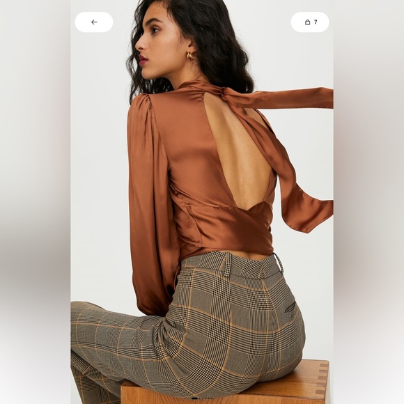 WILFRED LEIGH BLOUSE | ARITZIA | TERRAZZO BROWN | SIZE L | - Picture 3 of 6